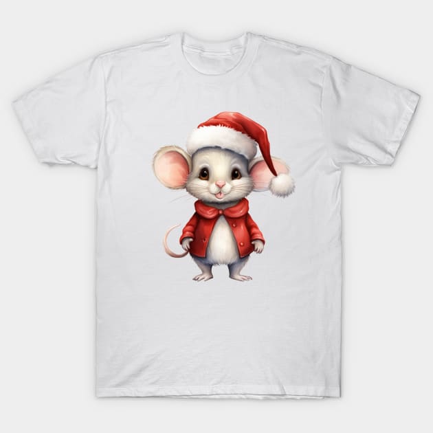 Christmas Mouse T-Shirt by Chromatic Fusion Studio